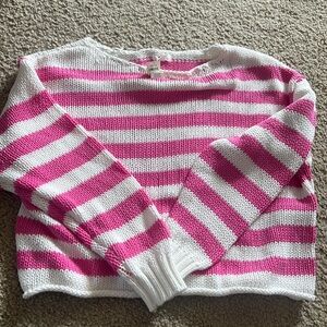 Aerie- lightweight cropped pink striped sweater size medium NWT